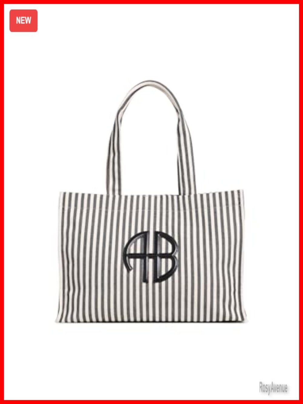 Leather Trim Stripe Tote Bag Structured Satchel Shoulder Bag